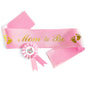 Pink Baby Shower Decorations Mom to Be Sash Baby Shower Decorations for Girl and Sash Daddy to Be Badge - Glossy Texture, Wearable Brooch, Wear-Resistant, set with Ribbon and Badge, Delicate craft