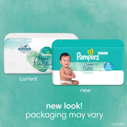 Pampers Baby Wipes Aqua Pure, 99% water-based wipes, Hypoallergenic and Unscented Infant Wipe, 896 Total (16 Flip-Top Packs)