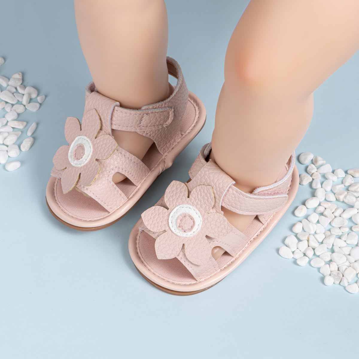 Oamico Baby Girl Sandals Infant Soft Anti-Slip Rubber Sole Casual Beach Sandals Newborn Bowknot Outdoor First Walker Summer Shoes for Baby Girls Flat Sandal