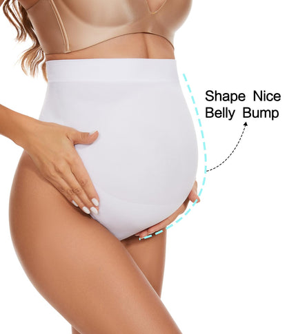 Seamless Maternity Thongs for Women, No Show Maternity Shapewear Over The Belly, Pregnancy Belly Support Panties