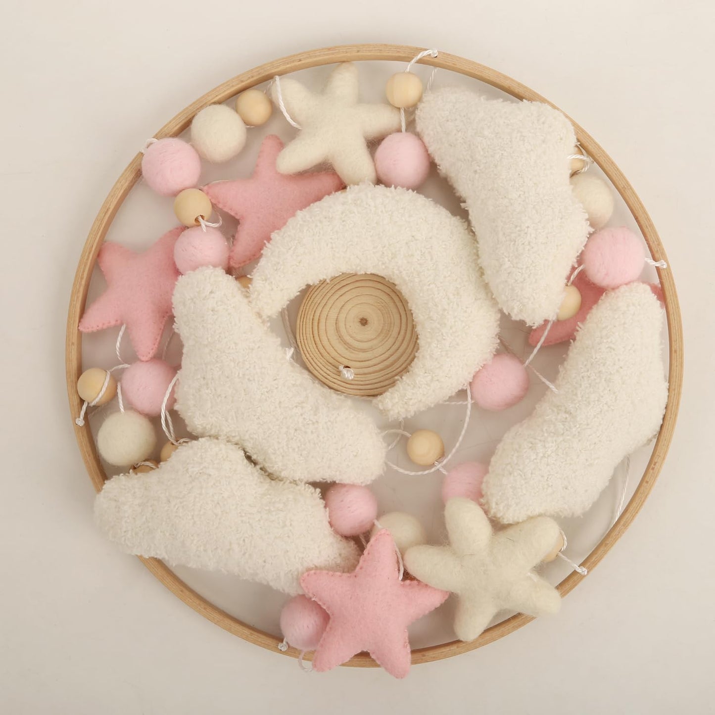 Cloud Mobile for Crib - A Handmade Cloud Crib Mobile with Moon and Pink Stars