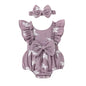 YOUNGER TREE Newborn Baby Girl Clothes Ruffle Sleeve Rompers Infant Backless Floral Jumpsuit Summer Outfits with Headband