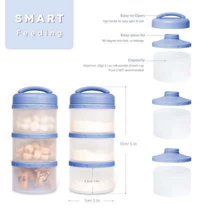 Termichy Stackable Formula Dispenser Portable Milk Powder Container, 2 Pack, Mint