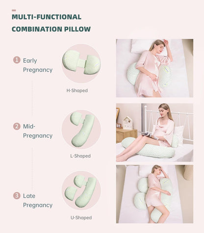 Pregnancy Pillow for Pregnant Women, Soft Pregnancy Body Pillow, Support for Back, Belly, HIPS, Legs, Maternity Pillow with Detachable and Adjustable Pillow Cover