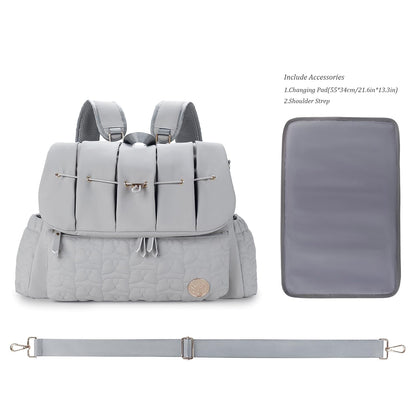 Lmbabter Diaper Bag Backpack Convertible Messenger Bag Travel Backpack Maternity Bags Stylish Baby Bag with Changing Pad for Mom (Brown)