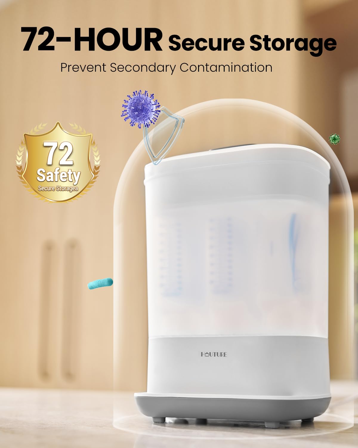 Baby Bottle Sterilizer | Esterilizador de Biberones, 6-in-1 HAUTURE Bottle Sterilizer and Dryer, Electric Steam Bottle Sanitizer for Baby Stuffs, Baby Bottles & Breast Pump Accessories