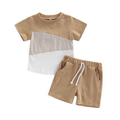 Infant Baby Boy Summer Clothes Outfit Color Block T-shirt Shorts Set Toddler Checkerboard Clothes 6 12 18 24 Months