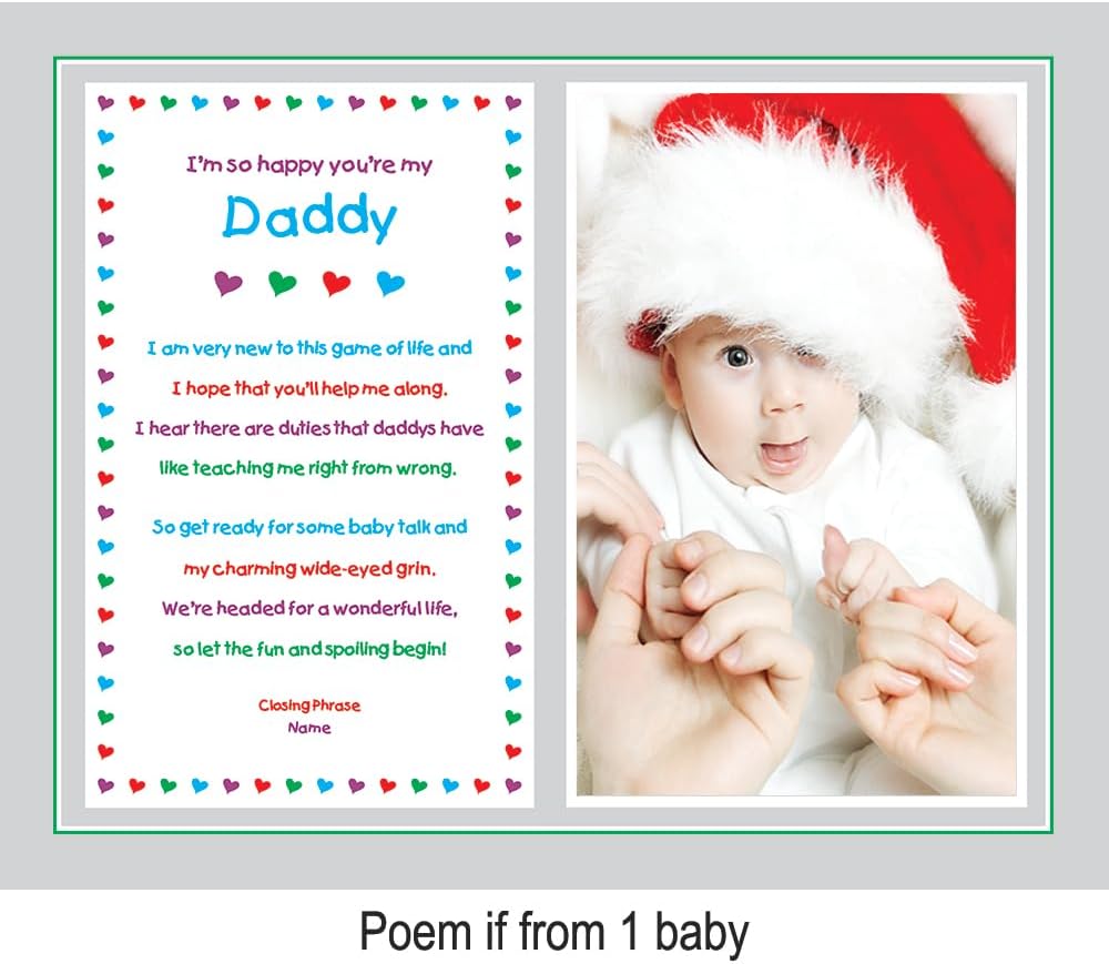 Daddy Gift from Newborn, New Dad Sweet Poem for His Birthday or Father's Day from Son, Daughter or Twins, 8x10 Inch Print Personalized with Name and Photo