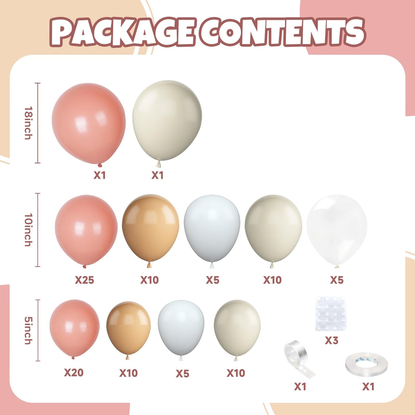Ivory White Balloon Arch Kit,Boho Balloon Garland with Pastel Orange Cream Beige Champagne Gold White Sand Balloons for Neutral Baby Shower Wedding Boho Bridal Party Decorations