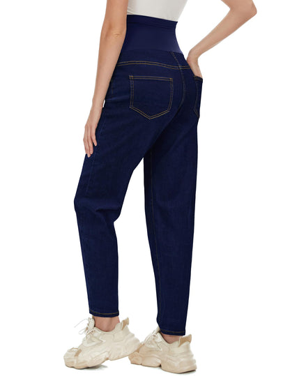 POSHGLAM Women's Maternity Jeans Over Belly Comfy Stretch Boyfriend Jeans Loose Pregnancy Pants, S-XXL