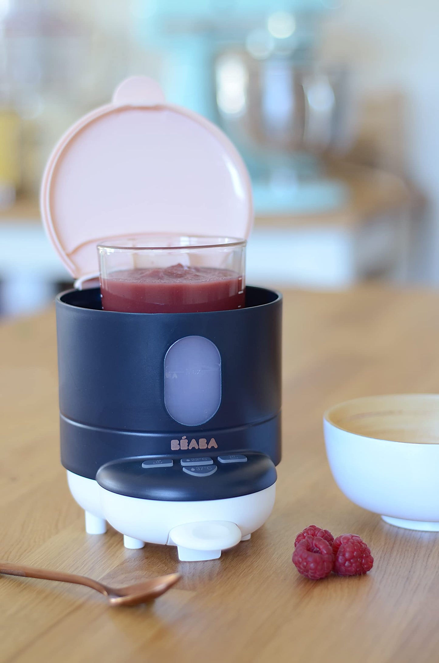 BEABA Bib'Expresso Fast Water Warmer, Formula Maker Preps Bottle in 30 Secs, Quickly Dispenses Warm Water for Baby Bottle, Also a Baby Food Warmer, Midnight