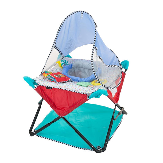 Bright Starts Pop 'N Jump Portable Activity Jumper, Indoor/Outdoor Use, Owl Forest with 4 Sensory Toys, Ages 6-12 Months