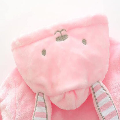 Unisex Baby Plush Bathrobe, Toddler Baby Boys Girls Cute Cartoon Animal Face Robe Flannel Hooded Fleece Bathrobe