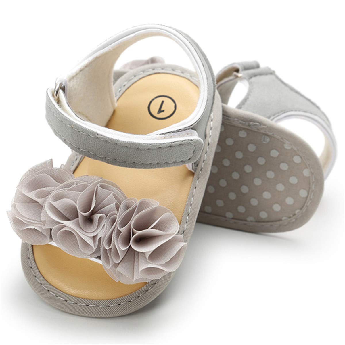 COSANKIM Infant Baby Girls Summer Sandals with Flower Soft Sole Newborn Toddler First Walker Crib Dress Shoes