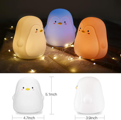 TriPro Penguin Silicone Nursery Night Light Decor Room Lamp Bedroom Decorations