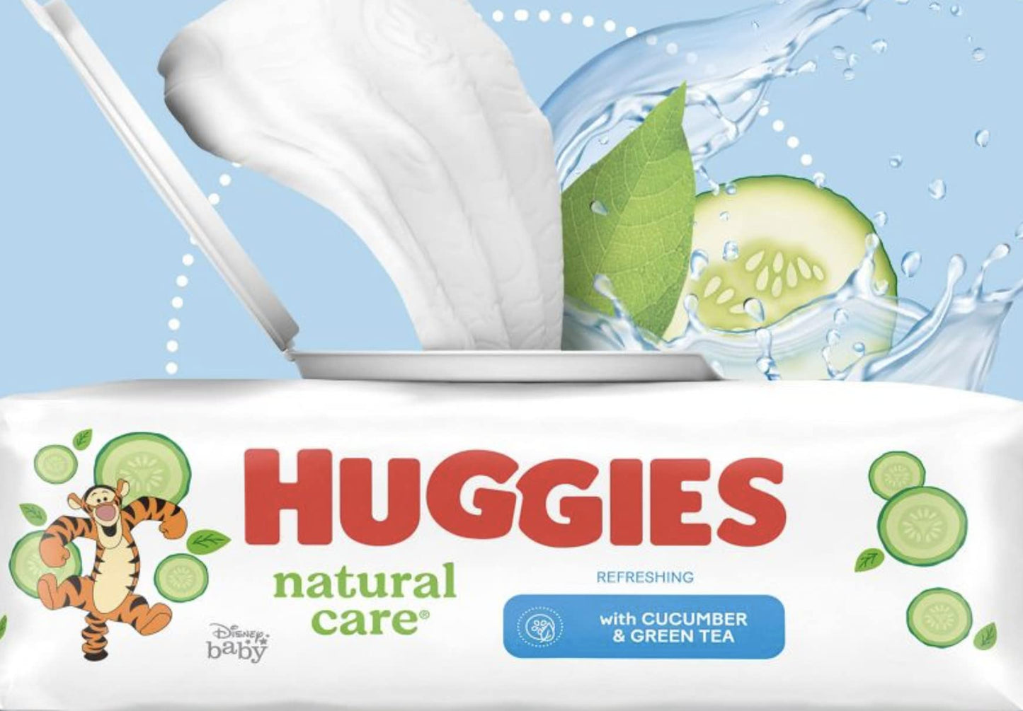 Huggies Natural Care Cucumber, Aloe and Vitamin E Baby Wipes, Hypoallergenic, Scented, 6 Flip-Top Packs (288 Wipes Total), Packaging May Vary