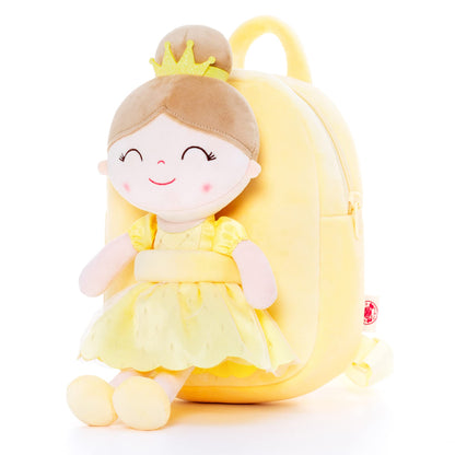 Gloveleya Toddler Backpack Baby Ballerina Girl Gifts Plush Curly Hair Ballet Backpack - Black Blonde 9 inches