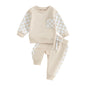 Toddler Baby Boy Fall Winter Outfit Contrast Color Long Sleeve Sweatshirts Stretch Jogger Pants Newborn Clothes Set