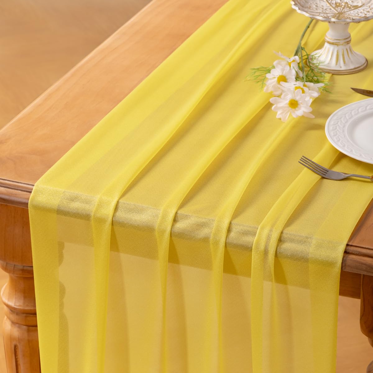 Socomi Blush Pink Gauze Table Runner Chiffon Like Wedding Table Runner 120 inches Long Boho Rustic for Bridal Shower Decorations Baby Shower