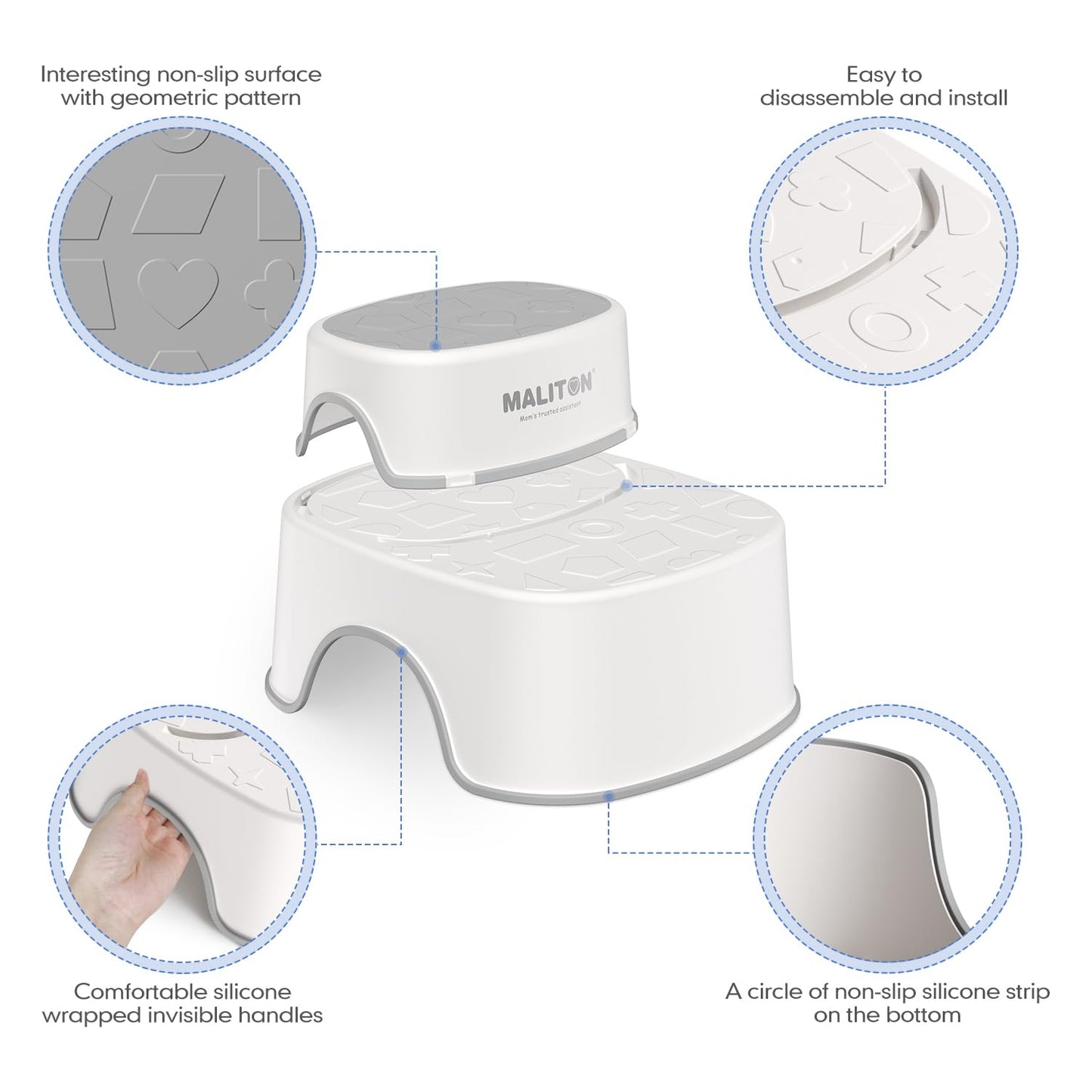 Potty Training Seat with Step Stools, Maliton Potty Training Toilet for Toddlers Girls with Splash Guard, Anti-Slip Toddler Stool for Bathroom, One Potty Seat and 2 in 1 Step Stool for Kids (Pink)