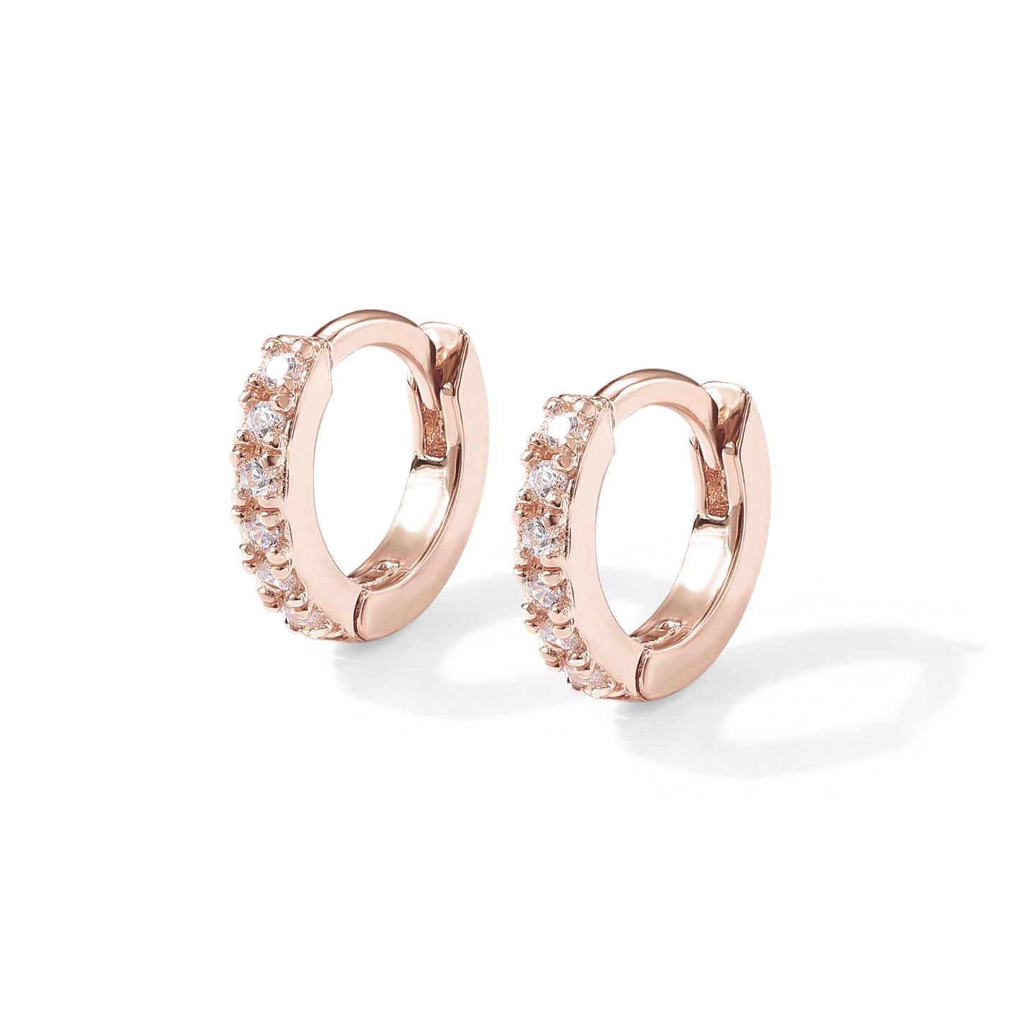 PAVOI 14K Gold Plated Sterling Silver Posts Cubic Zirconia Mini Huggie Earrings for Women | Tiny Cartilage Helix Huggie Hoop Earrings