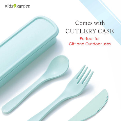 Car Plate 8Pcs/Set Bamboo Children Dinnerware Sets - Dishwasher/Microwave Safe Includes Cutlery, Beautiful Plate, Separable Bowls & Cup Happy MealTime, Light Green, YK-001