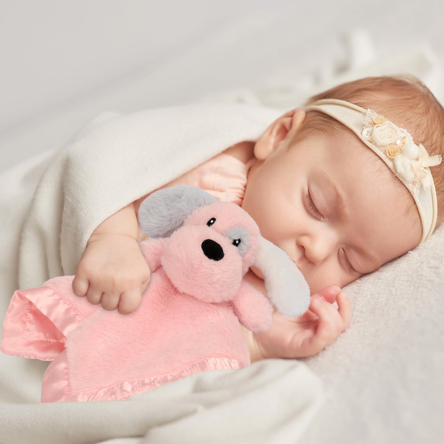 Bear Security Blanket Soft Baby Lovey Fluffy Blanket Unisex Lovie Snuggle Toy Baby Bear Stuffed Gift for Newborn, Boys and Girls, 13.5 Inch