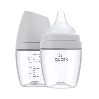 BuubiBottle Max Slow Flow Bottle for Newborn Babies by Quark - with Anti-Colic RealFeel Nipple to Simulate Breastfeeding - BPA-Free, PVC-Free, Toxin-Free - 8 Oz Bottle with Lid, 2 Pack - Orange