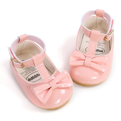 Baby Girl Mary Jane Flats Dress Shoes - Infant Newborn Shoes Anti-Slip Soft PU Leather Party School Wedding Princess Baby Girl Shoes 0-18M