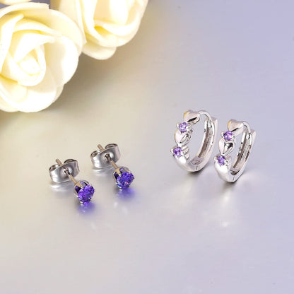 CiNily 14K White Gold Plated Small Hoop Earrings for Women Girls Heart Cubic Zirconia Hypoallergenic Earrings