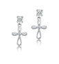 Cherished Moments Children's Sterling Silver Cultured Pearl or CZ, Dangling Cross Earrings with Screw Backs for Baptism, Christening, First Communion Gift for Babies, Kids, Toddlers, and Little Girls