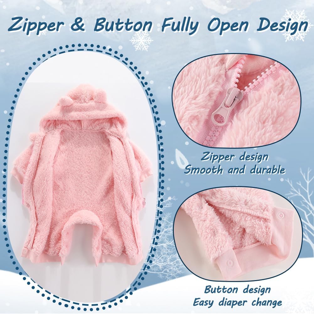 Newborn Baby Bear Outfit Suit Girls Boys Fleece Jumpsuit Romper Hooded Winter Snowsuit Clothes