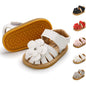 Sawimlgy Baby Girls Boys Sandals Summer Flowers Shoe Rubber Sole PU Leather Mesh Infant Toddler First Walkers Princess Dress Outdoor Shoes