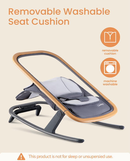 LAREX Baby Bouncer, Portable Bouncer Seat Baby Rocker Chair Infant Bouncy Seat with 3 Point Harness, Infant 2 in 1 Rocker, 0-6 Months up to 20 lbs