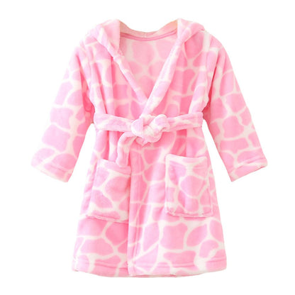 YOLIA Boys Girls Robes Kids Hooded Sleepwear Soft Fleece Bathrobes Cute Housecoat Gowns