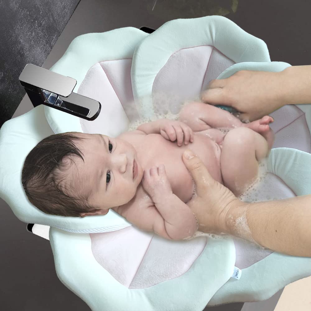 Baby Bath Pad for Infant Bathtub Sink - Flower Mat Tub Lounger - Petal Soft Supports Newborn Bathing Insert Seat - 31" (Pink)