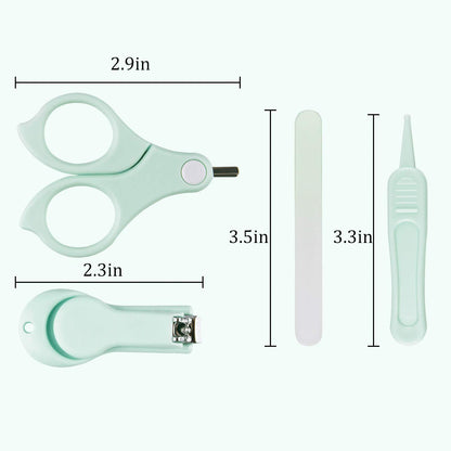 Baby Nail Kit, Baby Manicure Kit and Pedicure with Cute Owl Shape Case. Baby Nail Clipper, Scissor, Nail File & Tweezer for Newborn, Infant & Toddler, Mothers Day Gifts(Green)
