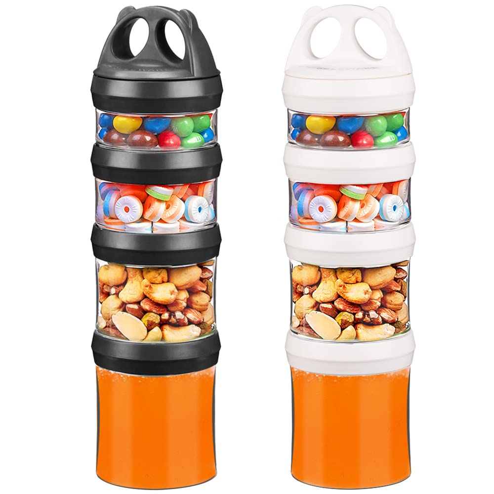 SELEWARE Portable Stackable Food Storage Containers for Snacks Formula Powder and Drinks Twist Lock System Airtight Leak-proof BPA and Phthalate Free 4 Piece Jars 31oz Blue
