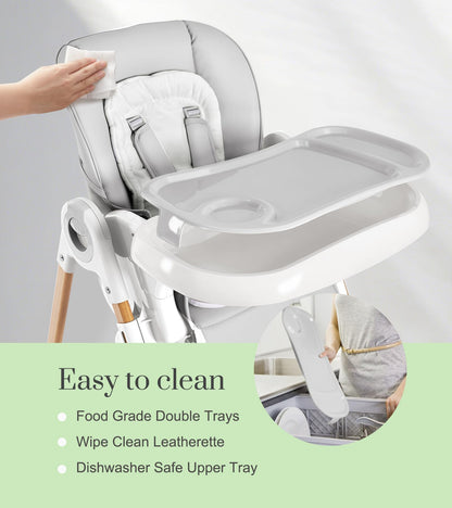 Convertible High Chairs for Babies and Toddlers, Height Adjustable Baby High Chair, High Chair with Removable Tray, Adjustable Backrest and Pedal, Portable Baby Dinning Chair with Lockable Wheels