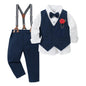 WESIDOM Toddler Boy Clothes Suit Formal Dress Shirt+Bowtie+Vest+Boutonniere+Suspender Pants Boys Gentleman Outfits Set