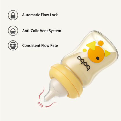 YOHKOH PPSU Baby Bottle Wide Neck, Newborn Anti-Colic Baby Bottle with Natural Response Nipple, Streamlined Body, Easy to Clean (8.8oz (Pack of 2), Yellow)
