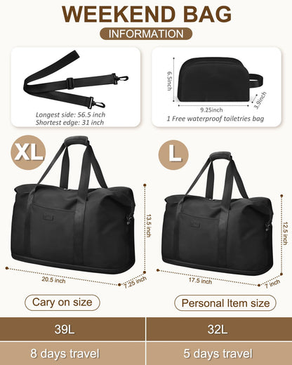 Expandable Travel Duffle Bags Weekender Overnight Bags for Women Men Hospital Bag for Women Labor Delivery with Toiletry Bag Waterproof