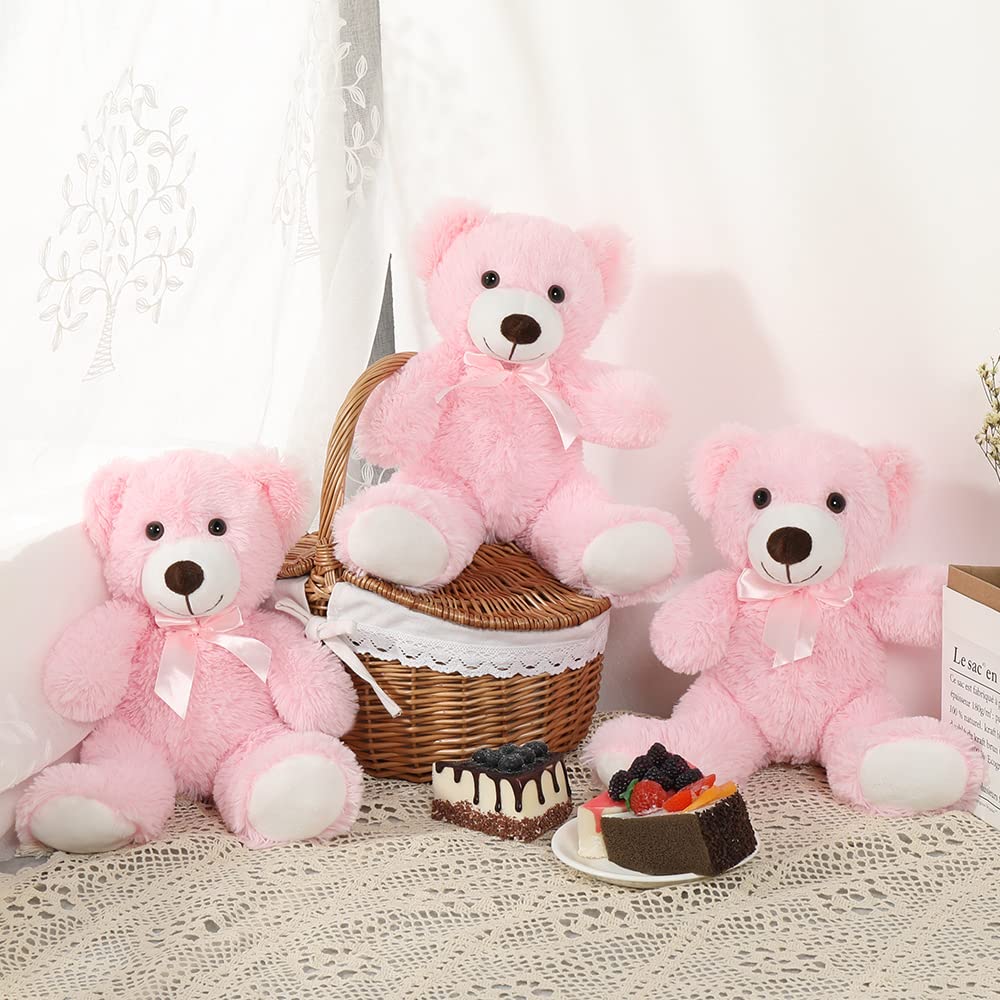 MorisMos 6Pcs Teddy Bears Bulk Baby Shower, 14inch Cute Teddy Bear Stuffed Animals Plush, Small Stuffed Bears on Centerpiece Baby Shower, White