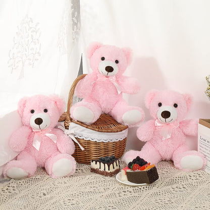 MorisMos 6Pcs Teddy Bears Bulk Baby Shower, 14inch Cute Teddy Bear Stuffed Animals Plush, Small Stuffed Bears on Centerpiece Baby Shower, White