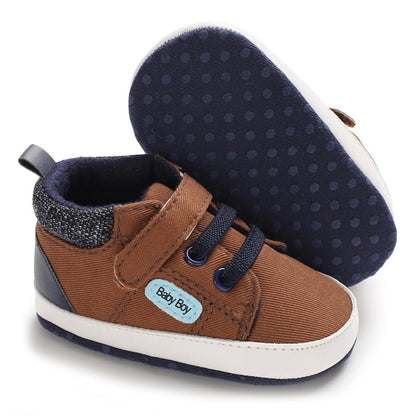 Meckior Toddler Baby Boys Girls High Tops Ankle Sneakers Soft Anti-Slip Sole PU Leather Moccasins Infant Newborn Prewalker First Walking Crib Shoes