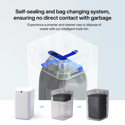 Automatic Trash Can, 4 Gallon Self Sealing and Self-Changing Smart Trash Can, Motion Sensor, Touchless Garbage can with lid for Kitchen Bathroom Office, 6 Refill Rings(A1, Golden line)