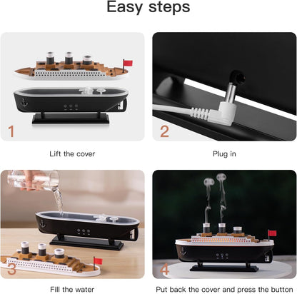 Titanic Humidifier 250ml, Jellyfish Diffuser Cool Mist Ultrasonic Aroma Aromatherapy Diffuser with Remote Control 7 Light 2 Mist Mode Auto Shut-Off for Bedroom Office Hotel(Black)
