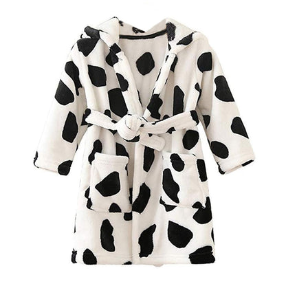 Unisex Baby Hooded Bathrobe Kids Flannel Pajamas Dressing Gown for Boys Girls