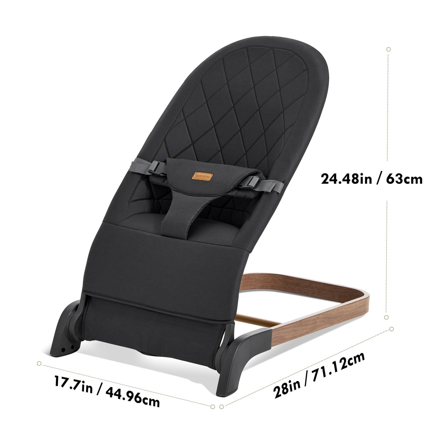 Foldable Baby Bouncer, Baby Seat with 3 Adjustable Heights, Portable Newborn Rocker, Ergonomic Bouncy Seat for Natural Bounce, Bouncer for Babies 0-6 Months, Soft Cotton (Beige)
