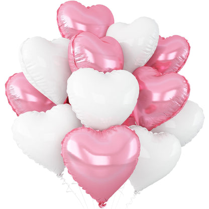 Sage Green Gold Heart Balloons,12Pcs Light Gold Heart Shaped Foil Balloons,18Inch Cream White Helium Mylar Balloon for Baby Shower Birthday Anniversary Wedding Party Decorations